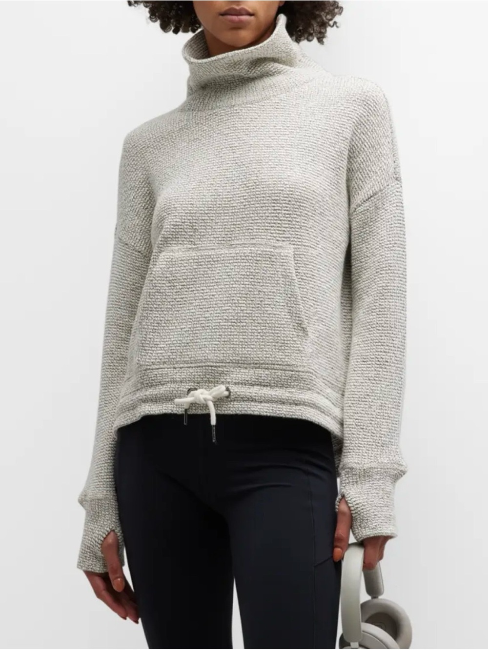 SWEATY BETTY Restful Boucle Sweatshirt Women's 6 Funnel Neck Pockets Cropped